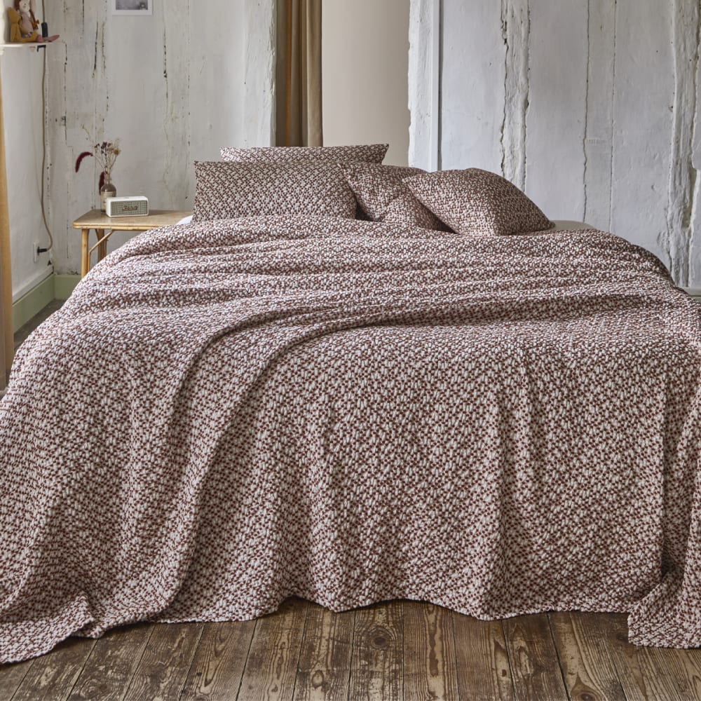 Couvre lit en coton tissé orange 260x240