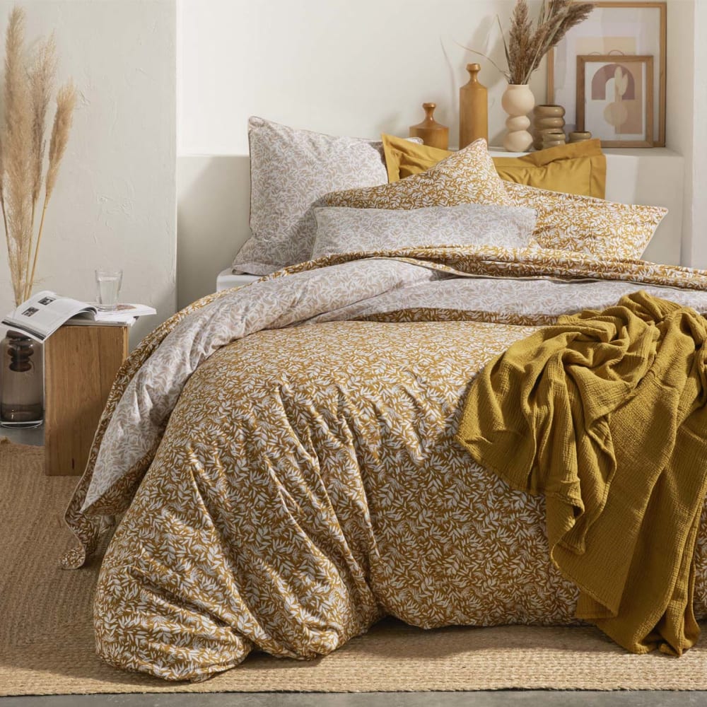 Parure de lit Housse de couette 140x200 + taie rectangle jaune