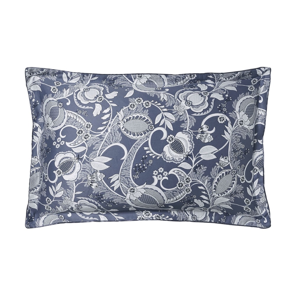 Taie d'oreiller en satin de coton bleu 50x75