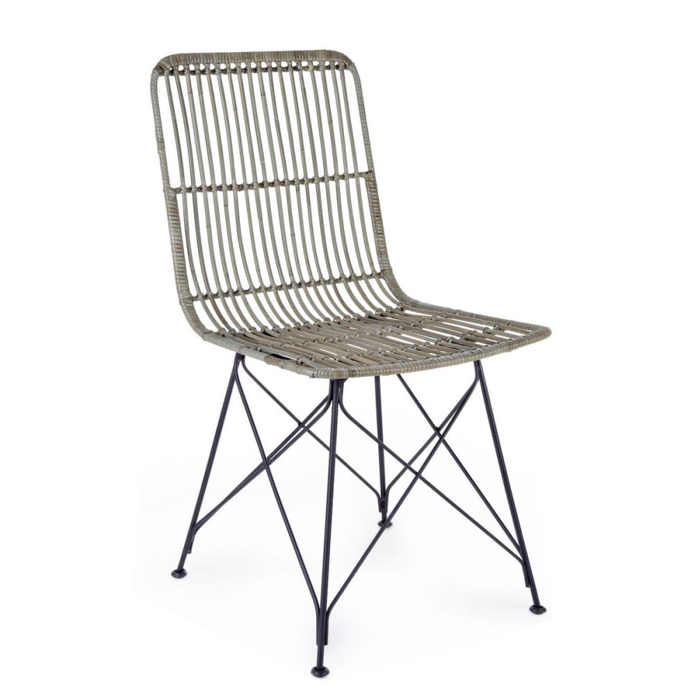Mathi Design Designstuhl aus grauem Naturrattan style exotic - -