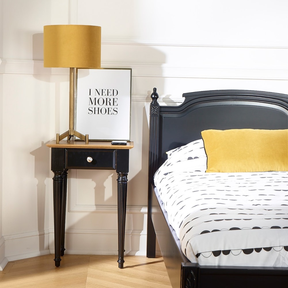 Chevet 1 tiroir plateau chêne noir