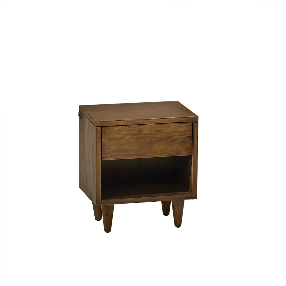 Robin des Bois Nachttisch im zeitgenössischen Stil aus Kiefer, 1 Schublade Braun style modern Braun Holz