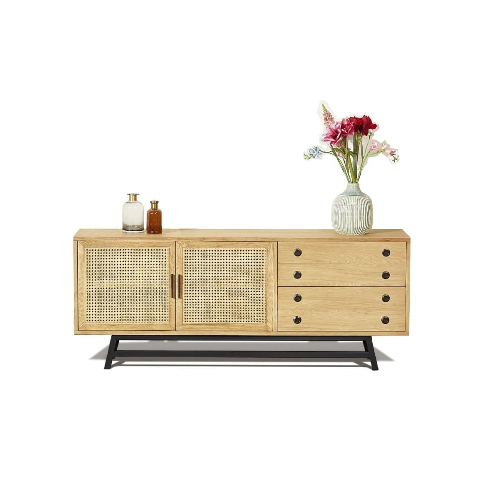 Buffet style scandinave en chêne 2 portes et 2 tiroirs teinte claire