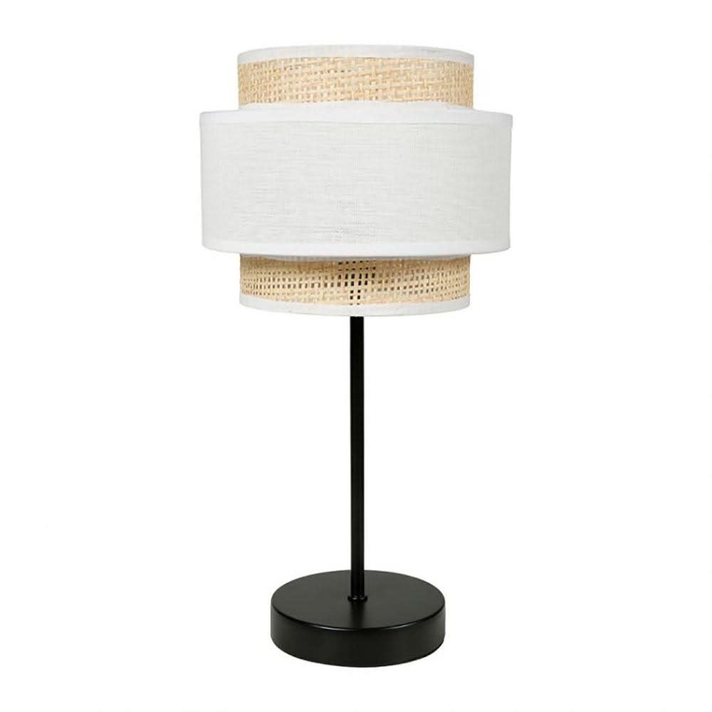 Jardideco Lampe abat-jour papier rotin 3 niveaux blanc - Métal