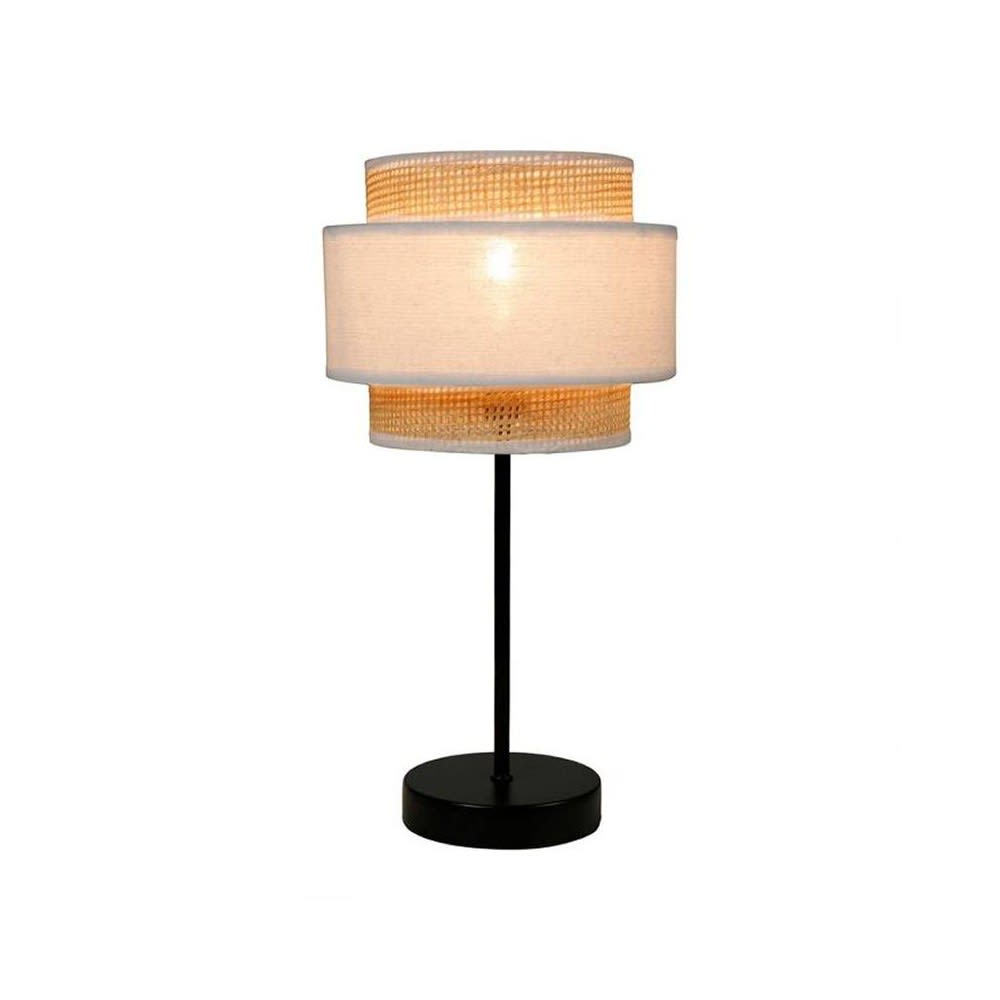 Lampe abat-jour papier rotin 3 niveaux blanc - Maisons du Monde