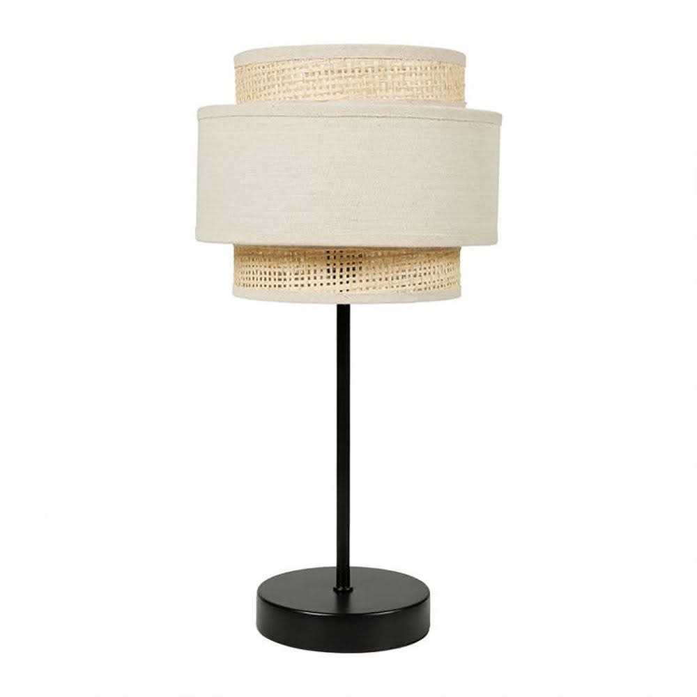 Lampe abat-jour papier rotin 3 niveaux beige Lampe abat-jour papier rotin 3 niveaux beige
