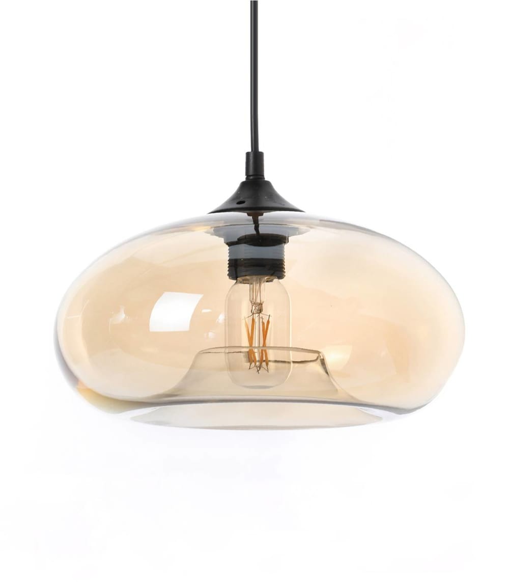 suspension en verre ambré, d.28 cm