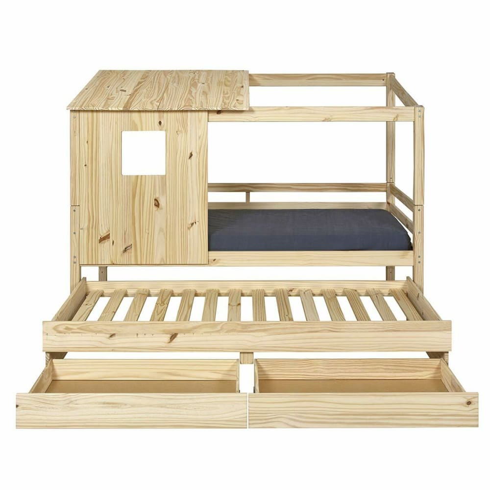 Lit cabane gigogne bois massif 90x200 cm - Maisons du Monde