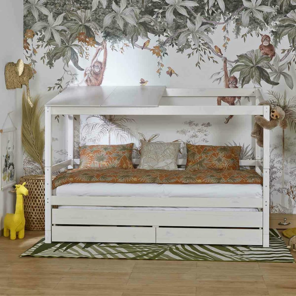 Lit cabane gigogne bois massif blanc 90x200 cm - Maisons du Monde