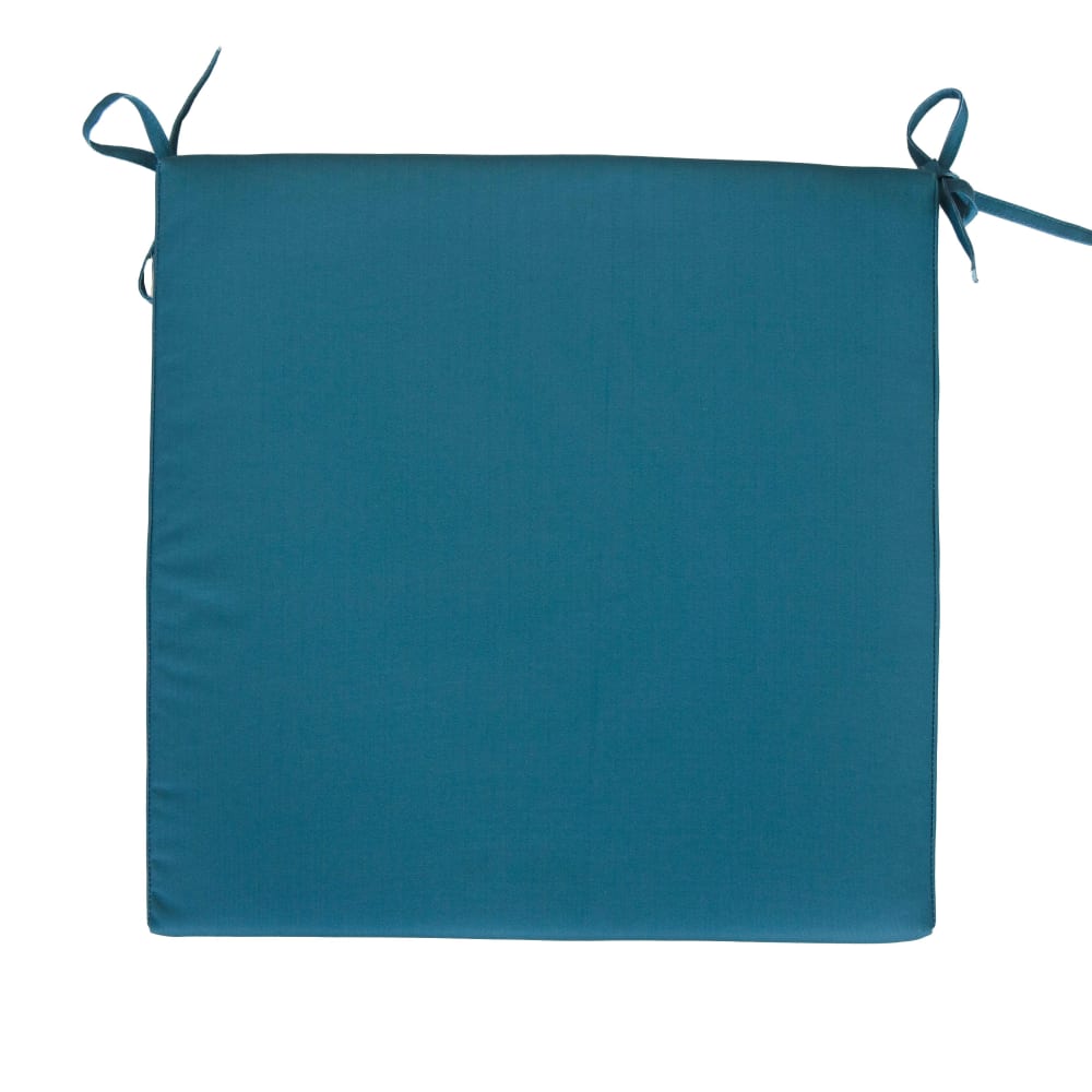 Galette de chaise carré en fibre synthétique bleu 40x40