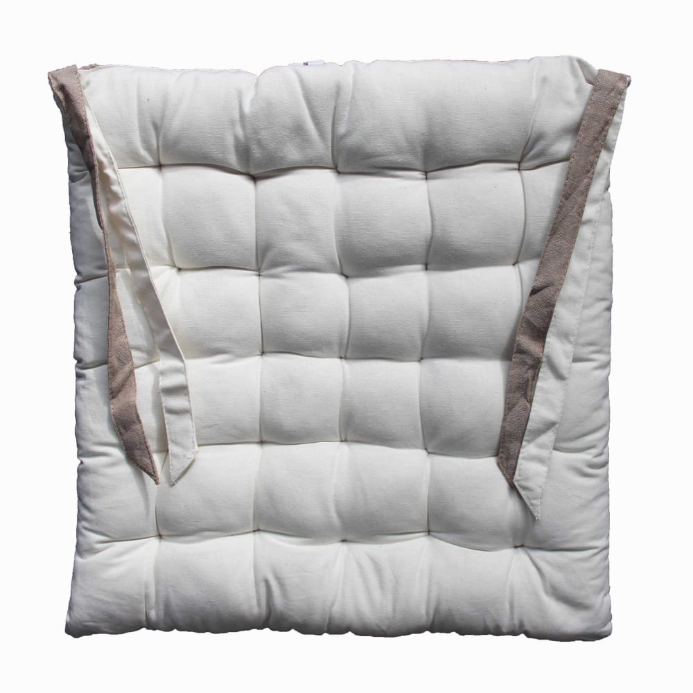 Galette de chaise carré en coton blanc 40x40