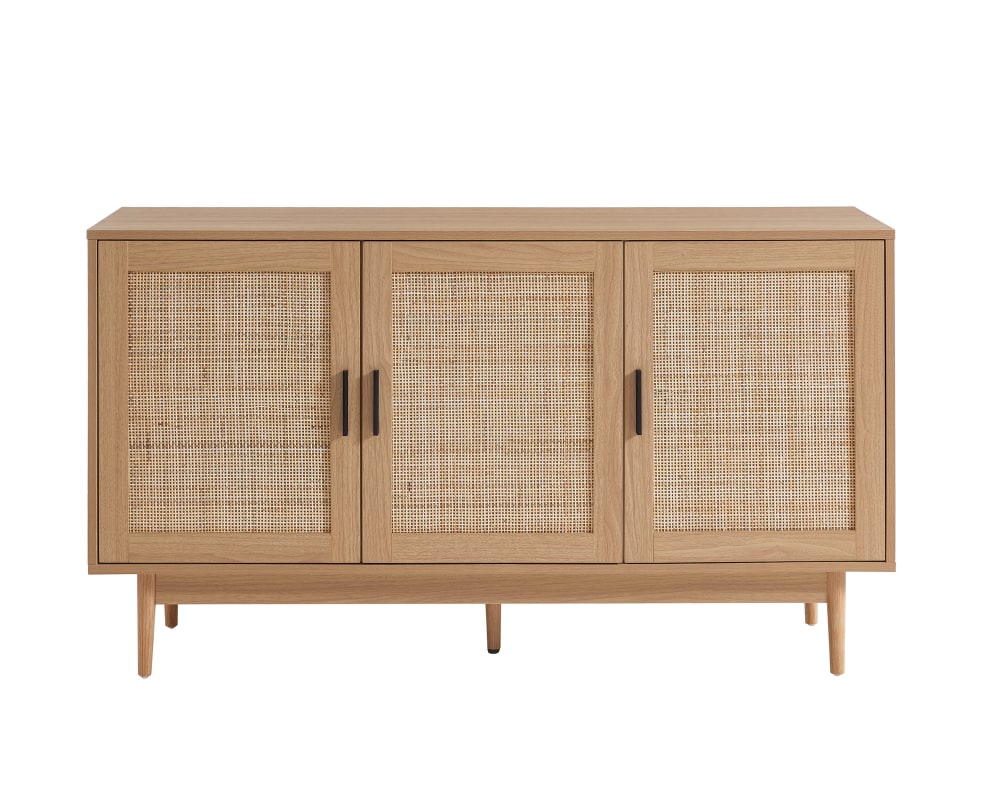 Buffet effet chêne et cannage rotin 130cm - Maisons du Monde