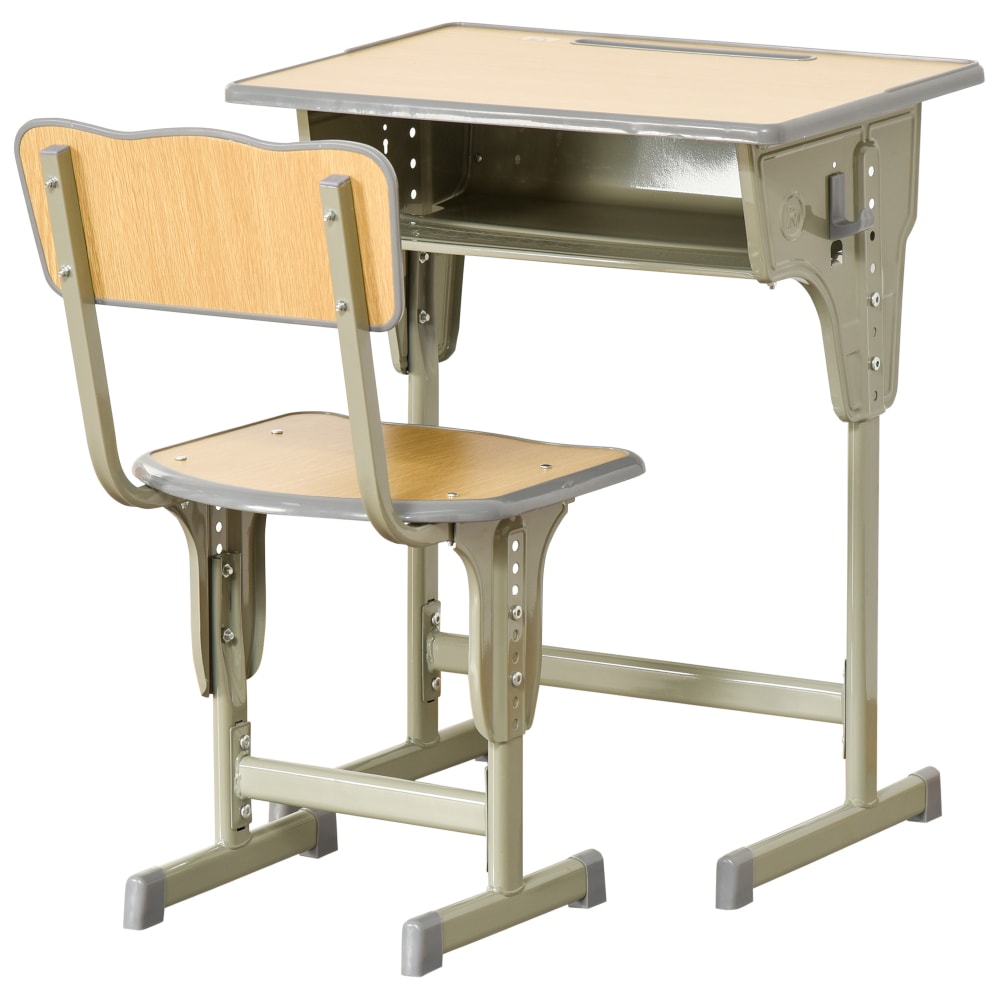 Banchetto scuola con sedia altezza regolabile in acciaio e mdf - Beige - PP - Polipropilene
