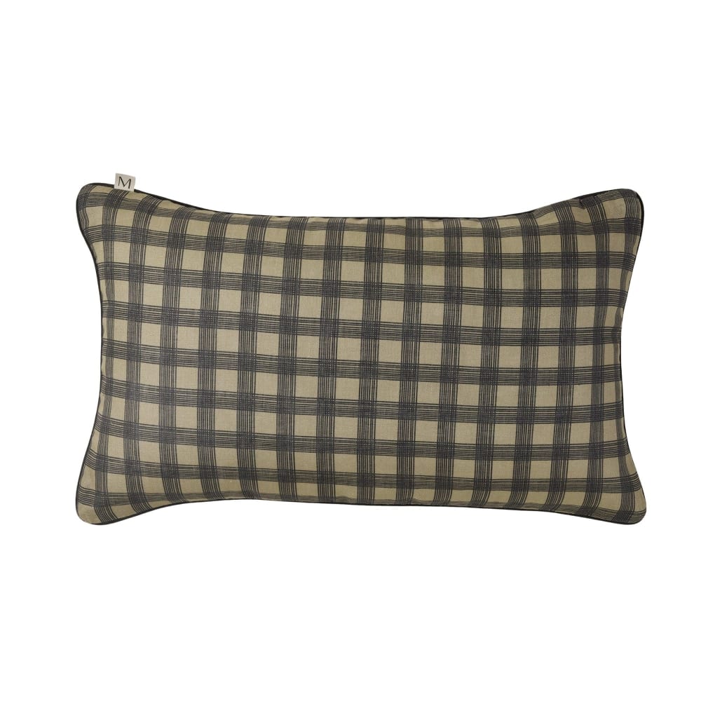 Housse de coussin en lin vert 28x47 cm
