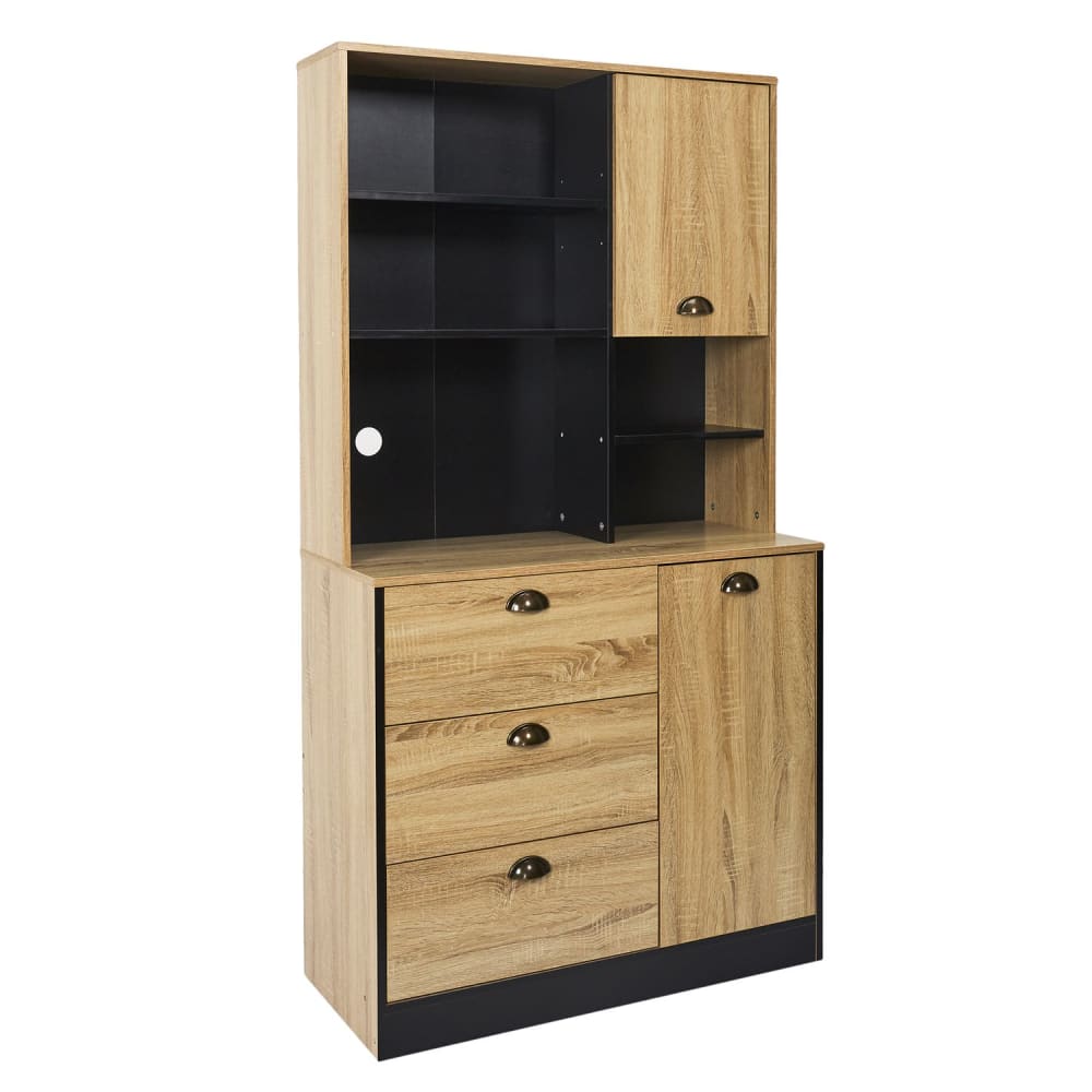 Buffet de cuisine chef hauteur 169 cm bois et noir marron