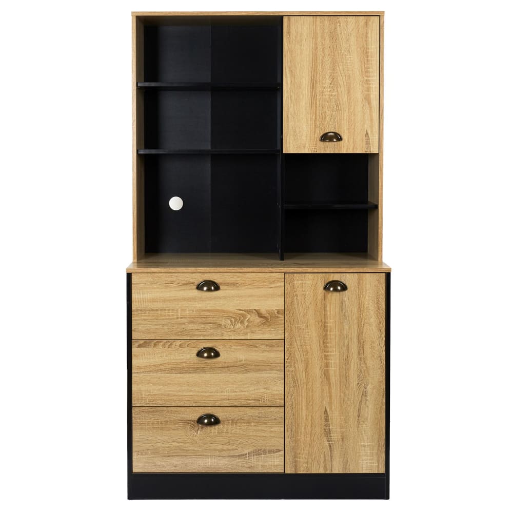 Buffet de cuisine chef hauteur 169 cm bois et noir marron