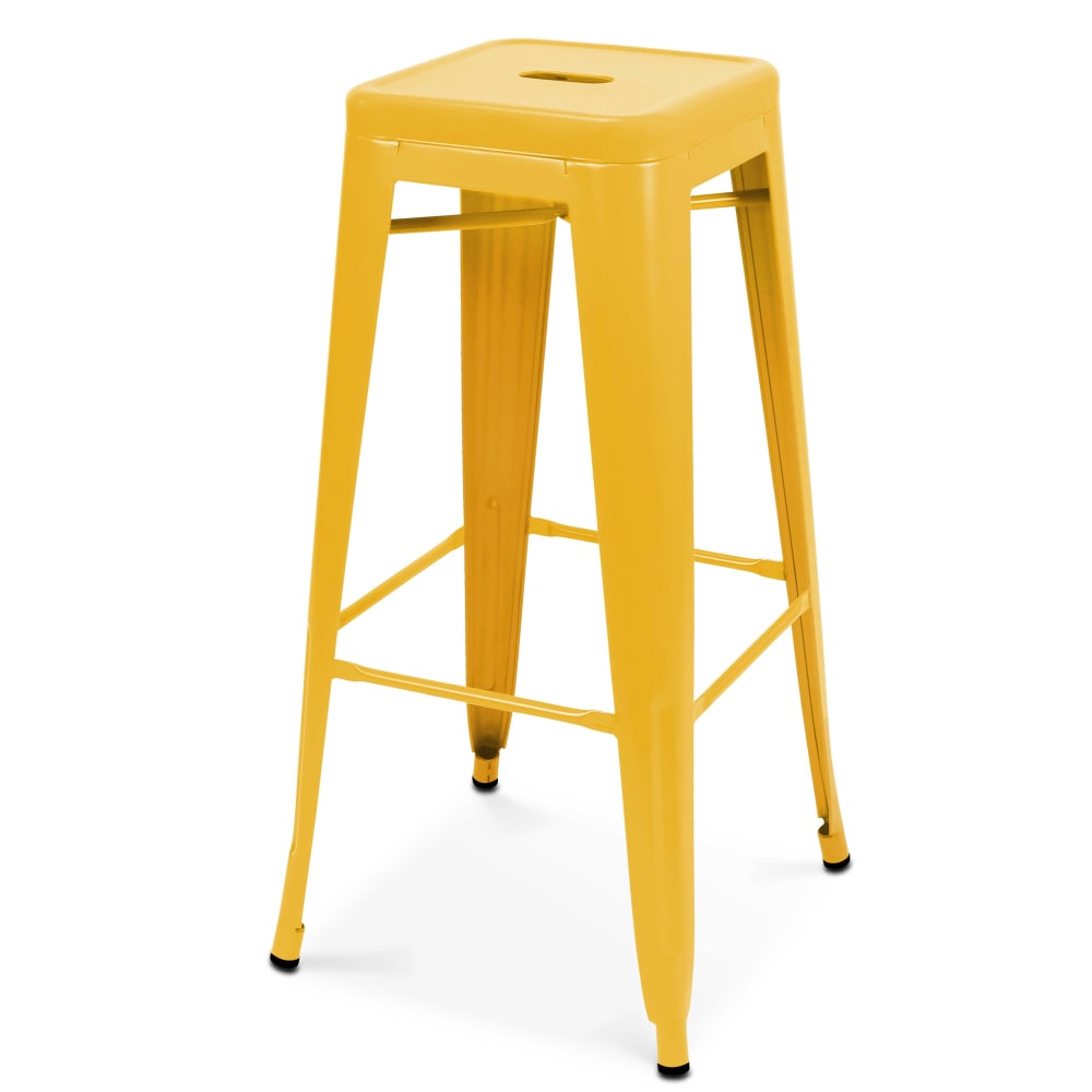 Tabouret de bar en métal jaune mat