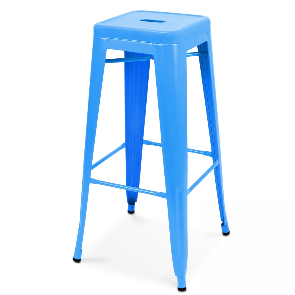 Tabouret de bar en métal bleu mat