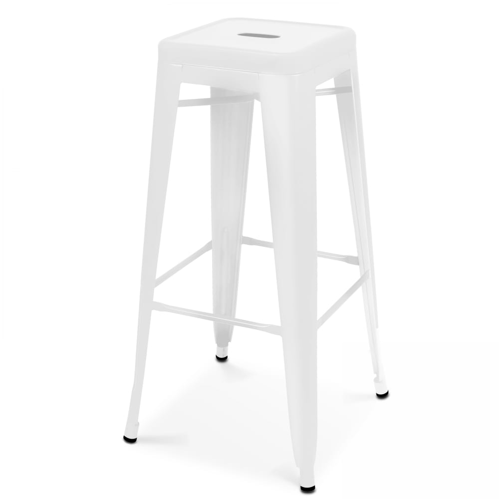 Tabouret de bar en métal blanc mat