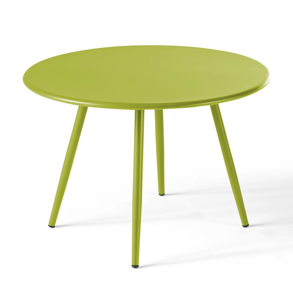 Table basse ronde en métal vert