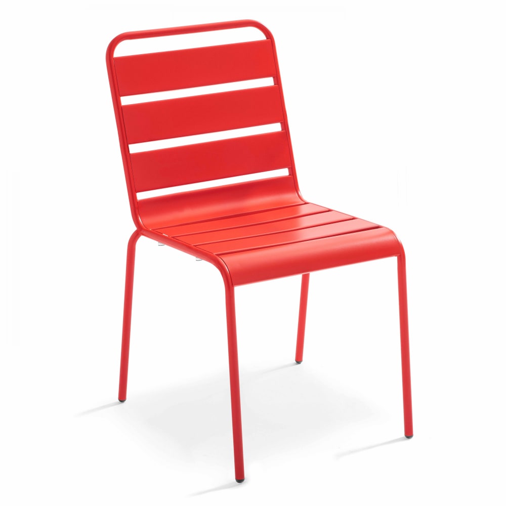 Chaise de jardin en métal rouge