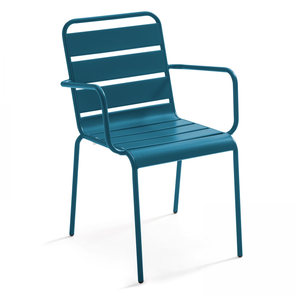 Fauteuil de jardin en métal bleu pacific