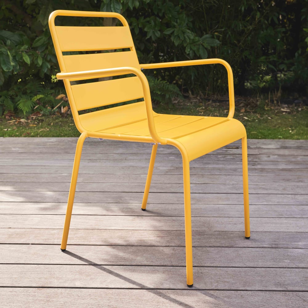 Fauteuil de jardin en métal jaune