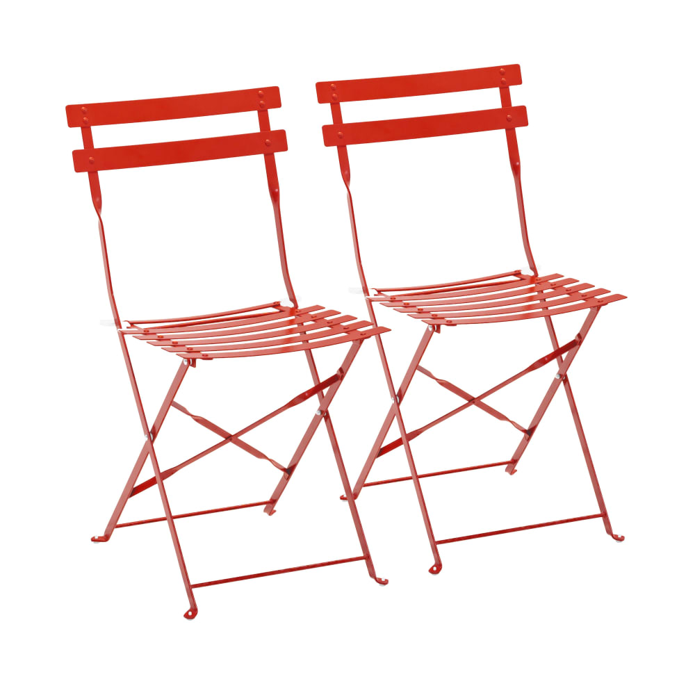 Juego de 2 sillas plegables de acero en rojo