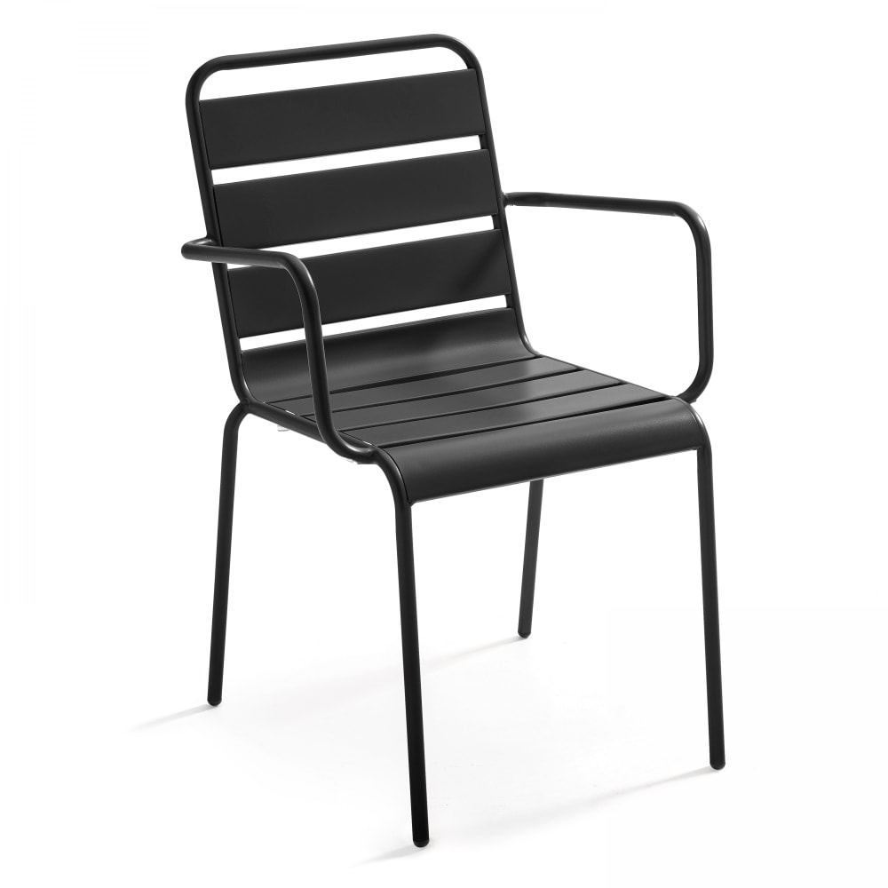 Fauteuil de jardin en métal gris anthracite