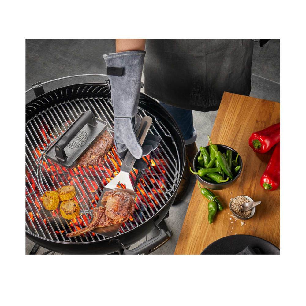 Gants barbecue en cuir noir - Maisons du Monde