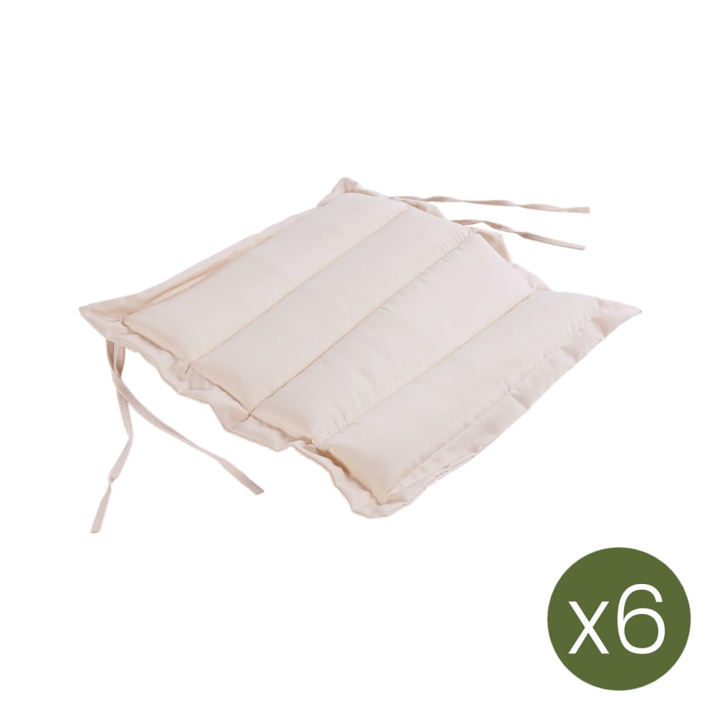 Pack 6 cojines para sillas de jardín beige 37x37x5 cm