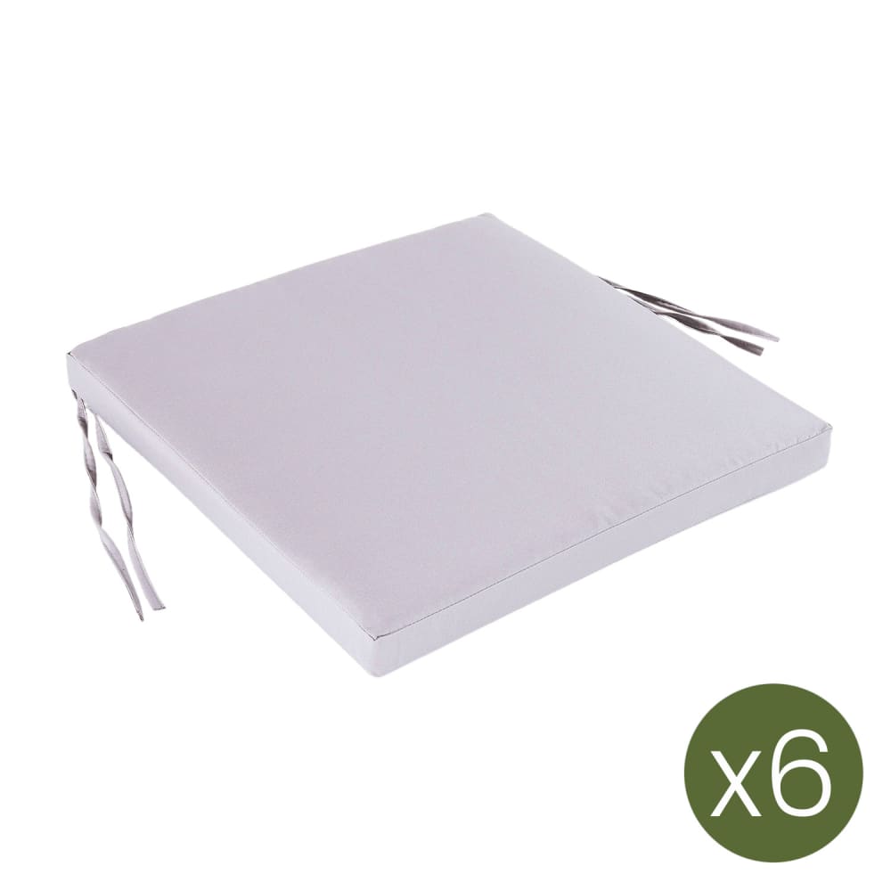Pack 6 cojines para sillas de jardín piedra 44x44x5 cm