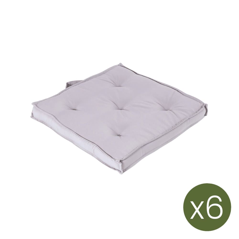 Pack 6 cojines para sillas de jardín piedra 42x42x5 cm