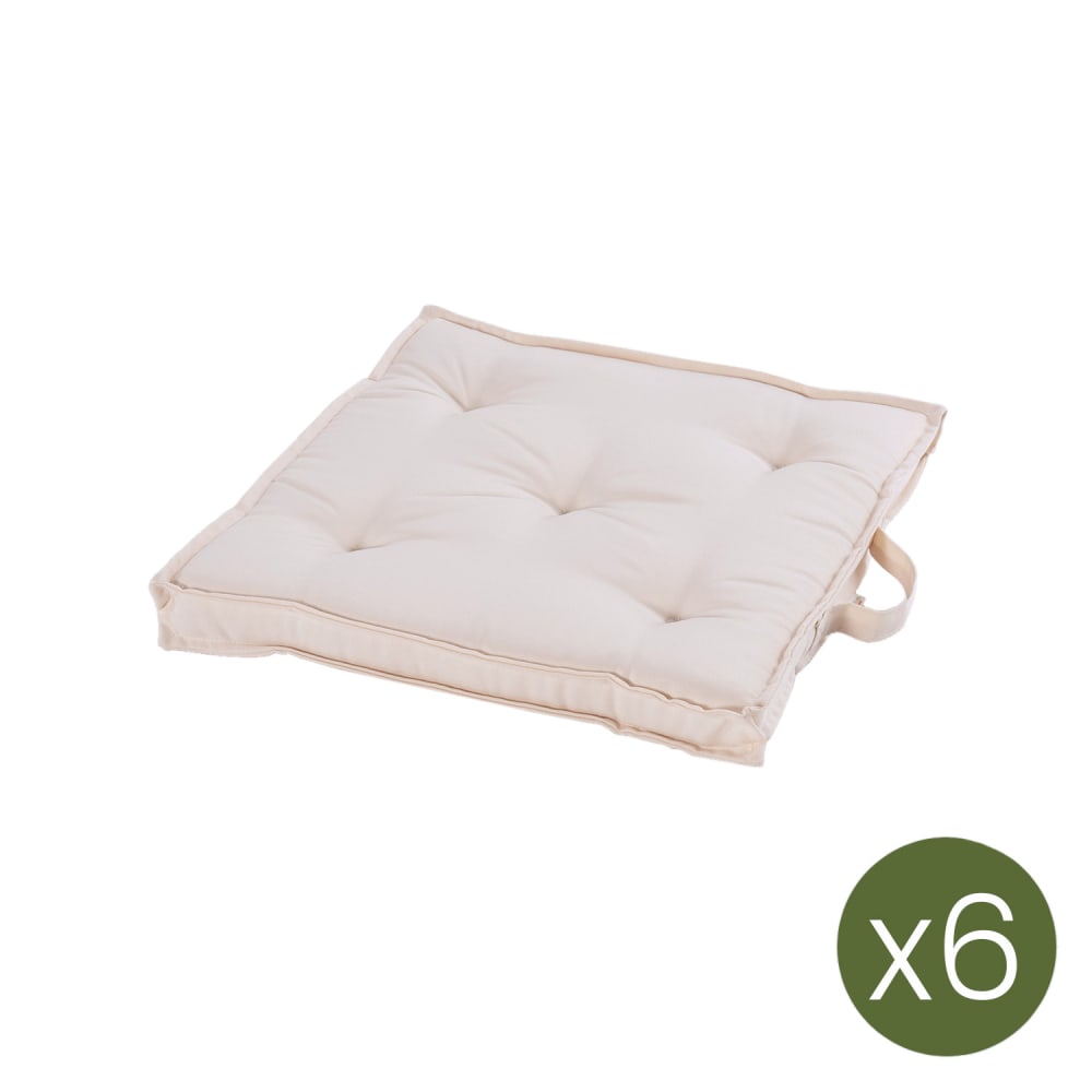 Pack 6 cojines para sillas de jardín beige 42x42x5 cm