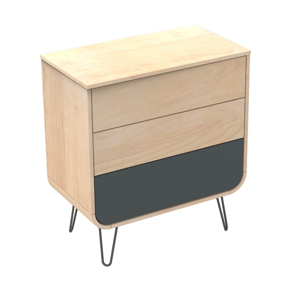 Sauthon Original Commode 3 tiroirs pieds métal style classique chic Marron Bois - 87x97x48cm