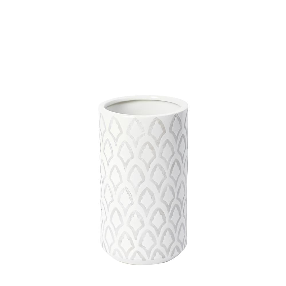 Vase décoratif en grès blanc H24