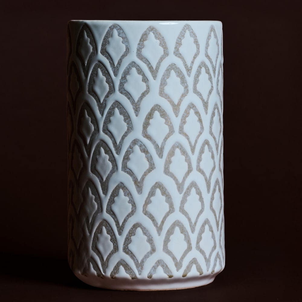 Dekorative Vase aus Steinzeug, H24, Weiß - Maisons Du Monde