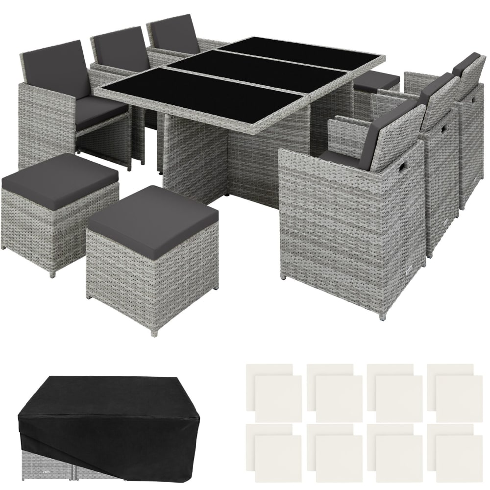 Salon de jardin résistant aux intempéries 2 sets de housses gris clair