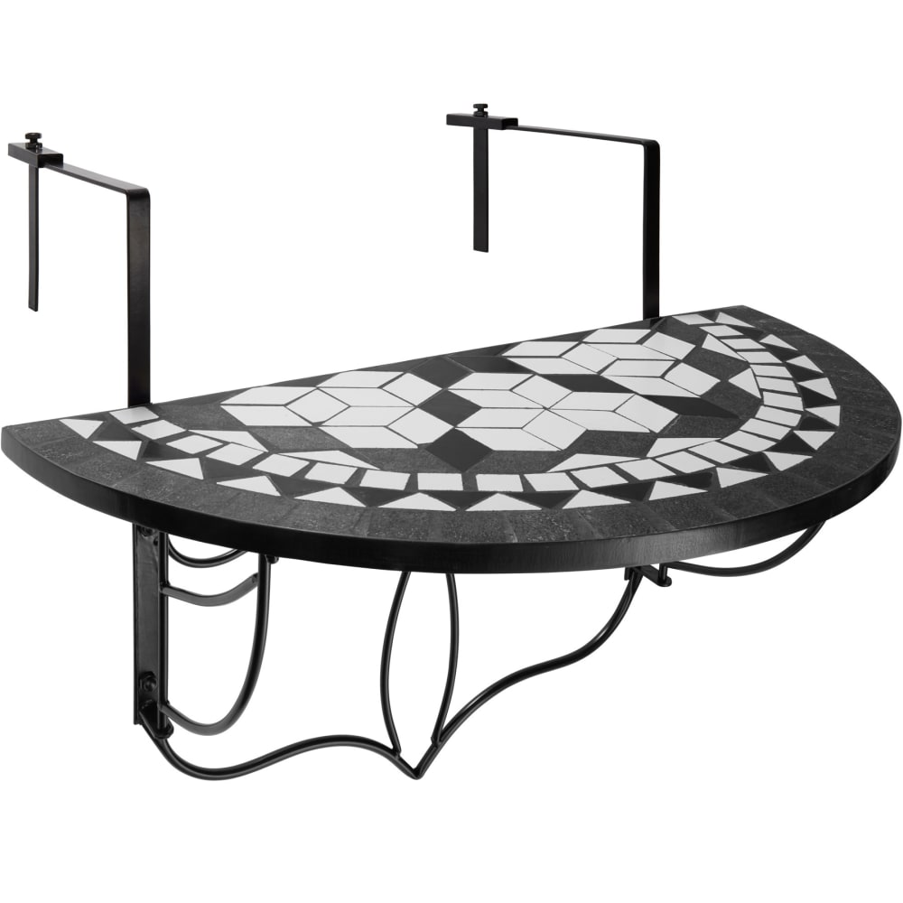 Table de balcon en Acier mosaïque et ciment 75x65x62cm noir/blanc