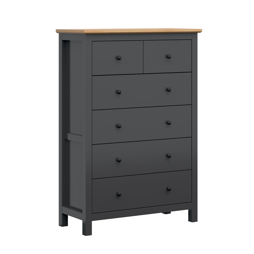 Commode 6 tiroirs panneaux mdf et mélaminés gris Commode 6 tiroirs panneaux mdf et mélaminés gris