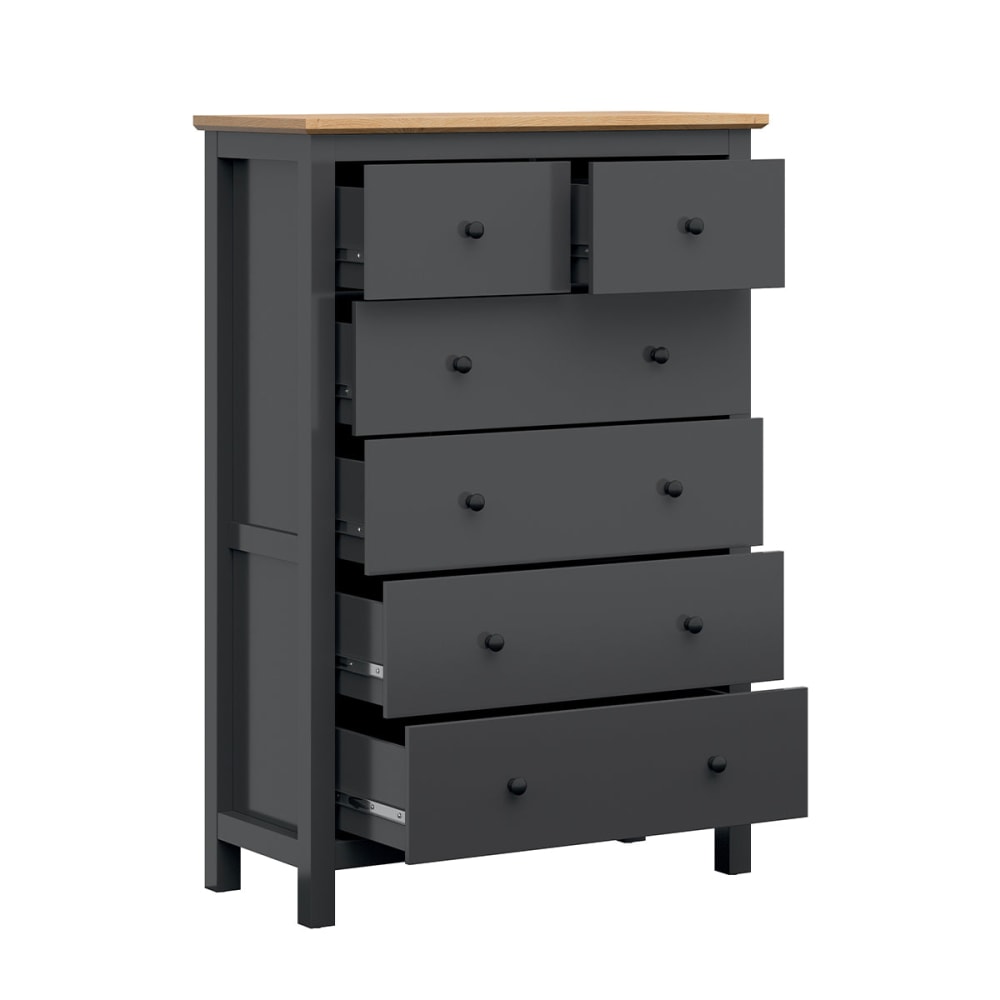 Commode 6 tiroirs panneaux mdf et mélaminés gris - Maisons du Monde