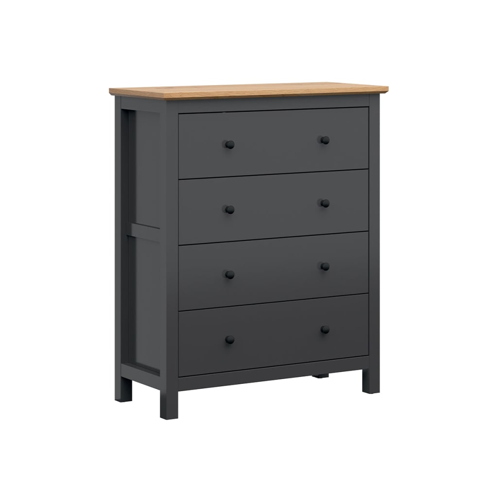 Commode 4 tiroirs panneaux mdf et mélaminés gris