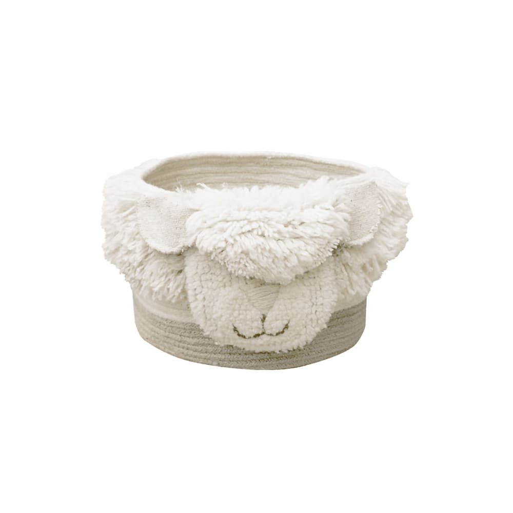 Cesta de lana oveja blanco 30 x 27 x 22