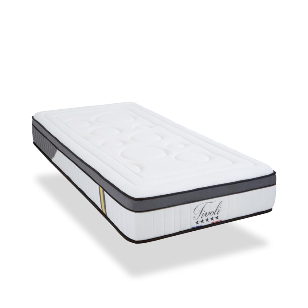 Bellecour Matelas mémoire h25 90x200 style classique chic Blanc Certifié Oeko-Tex Tissu
