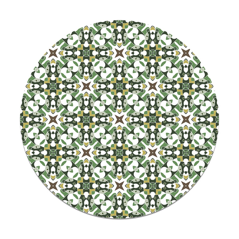 Alfombra vinilo redonda azulejo hidráulico tipo oriental verde 150x150