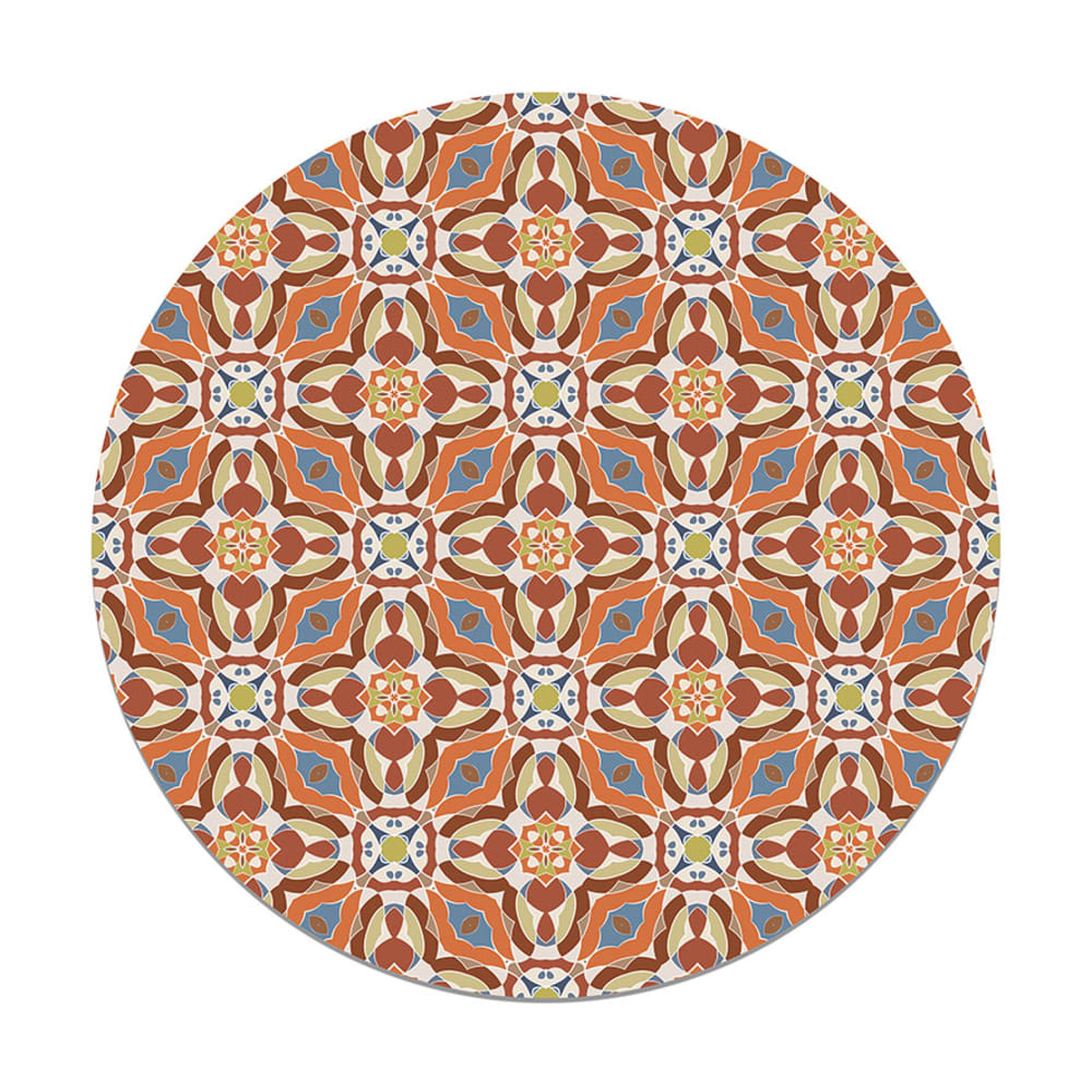 Alfombra redonda baldosín oriental caleidoscopio original 150x150 cm