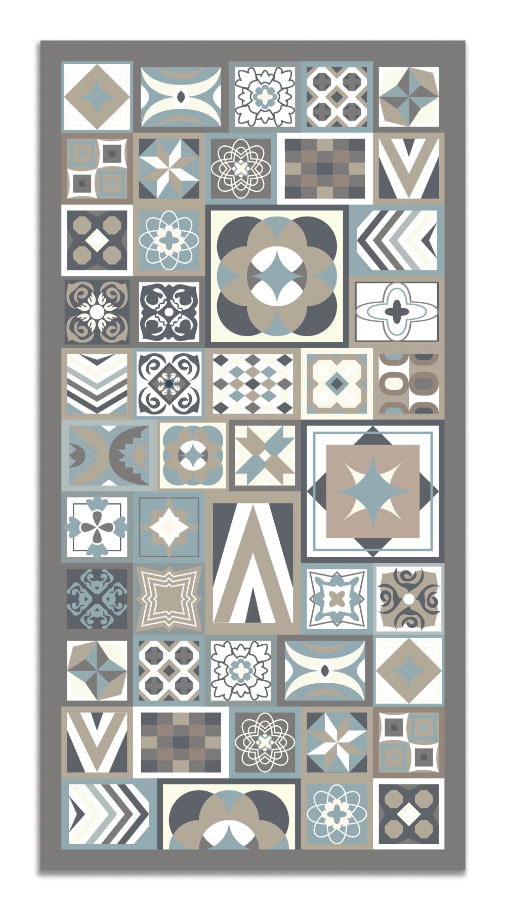 Tapis vinyle style carreaux ciments bleu 100x140cm