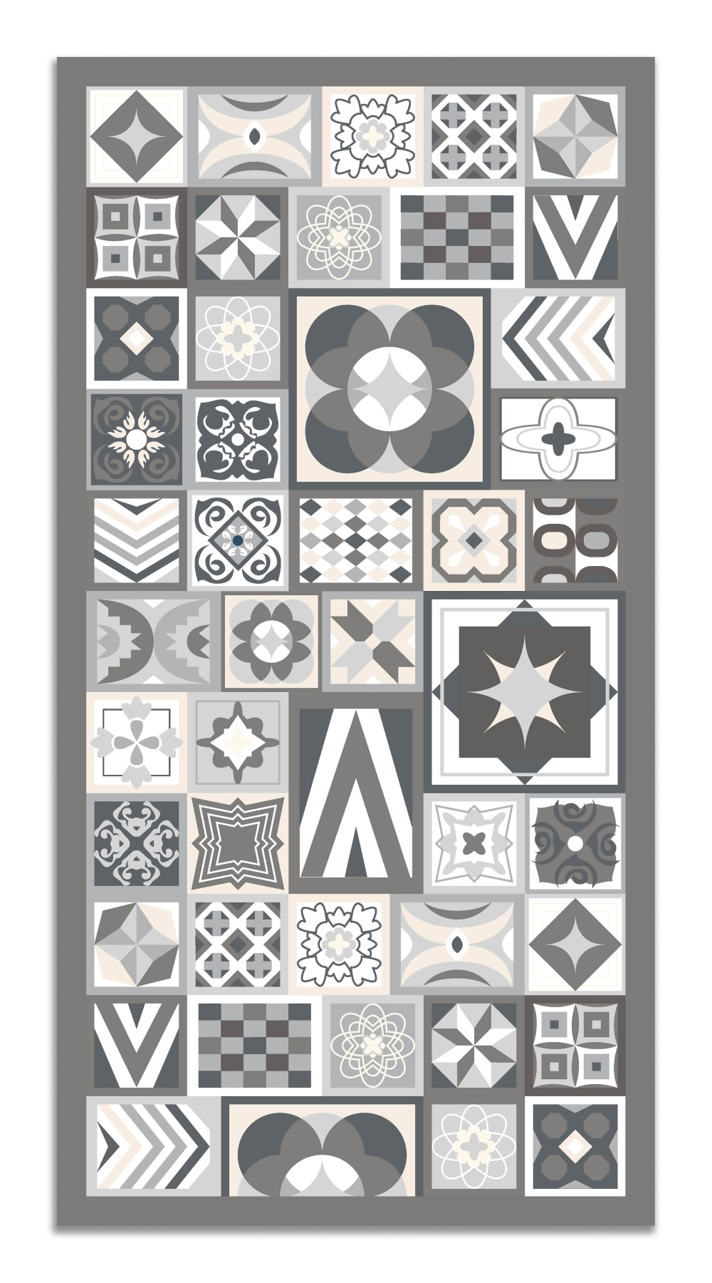 Tapis vinyle style carreaux ciments gris 60x200cm