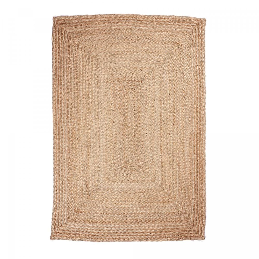 Tapis en jute tissé main idéal comme tapis cuisine, beige 80X150