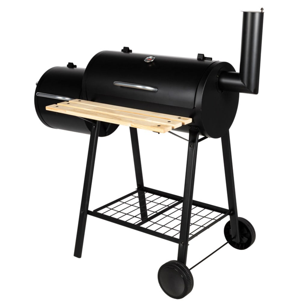 Barbecue fumoir au charbon de bois en acier noir